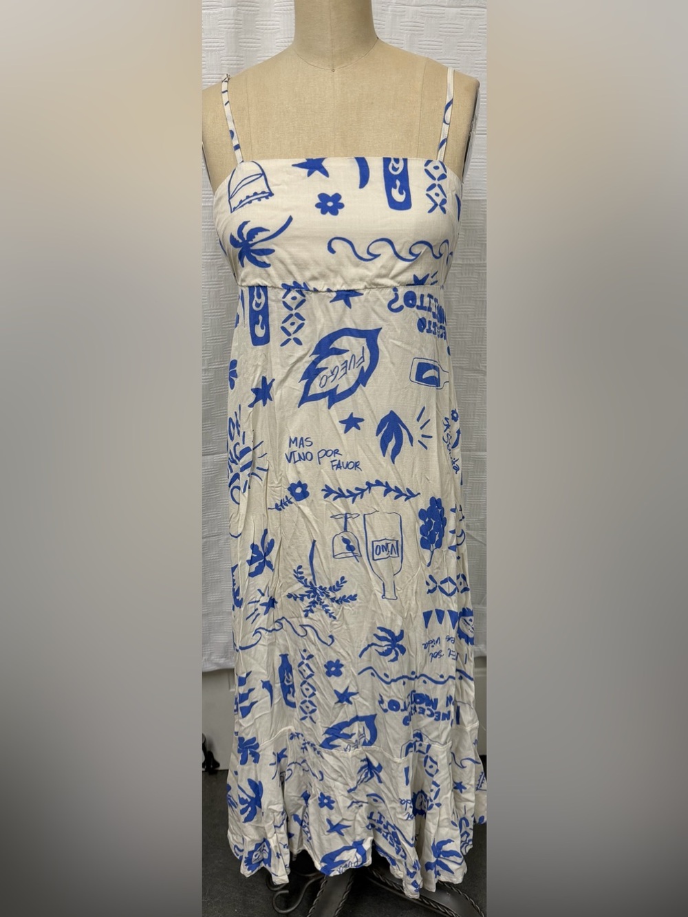 Paper Heart XS Cream Dress with Blue Floral Print